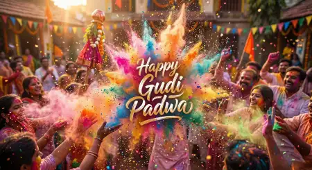 Free Happy Gudi Padwa Wishes Colorful Celebration Poster Image Download