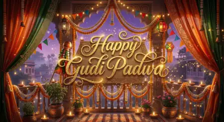 Free Happy Gudi Padwa Wishes Festive Celebration Wallpaper Image Download