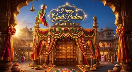 Happy Gudi Padwa Wishes Marathi New Year Poster - Free New Year Wishes Download