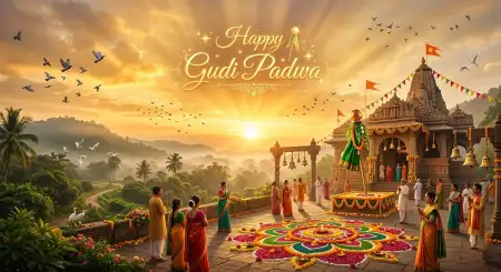 Free Happy Gudi Padwa Wishes Modern Festival Greeting Image Download