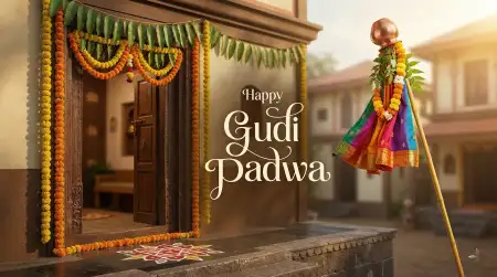 Free Happy Gudi Padwa Wishes Modern Greeting Poster Image Download