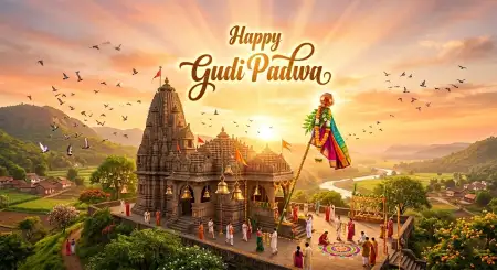 Free Happy Gudi Padwa Wishes Stylish Festival Greeting Image Download