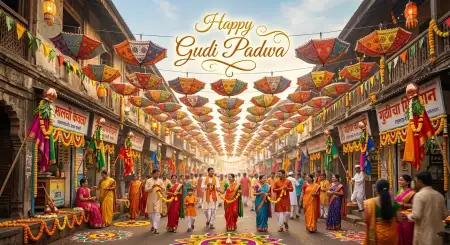 happy gudi padwa wishes traditional greeting card