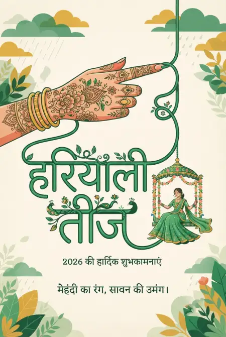 happy hariyali teej mehndi wishes images 2026 - Happy Hariyali Teej 2026