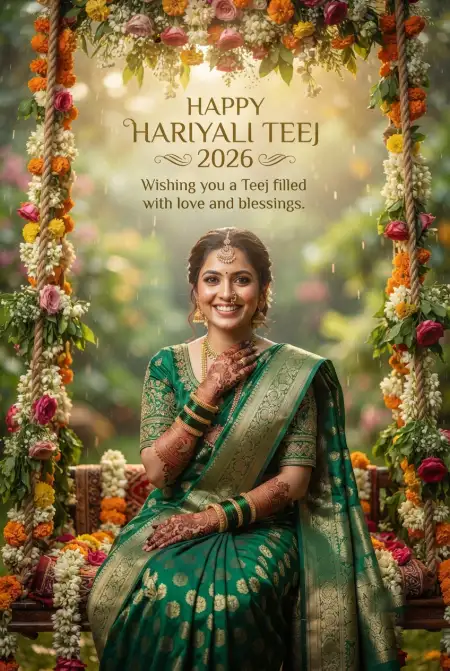 happy hariyali teej wishes for wife 2026 images - Happy Hariyali Teej 2026