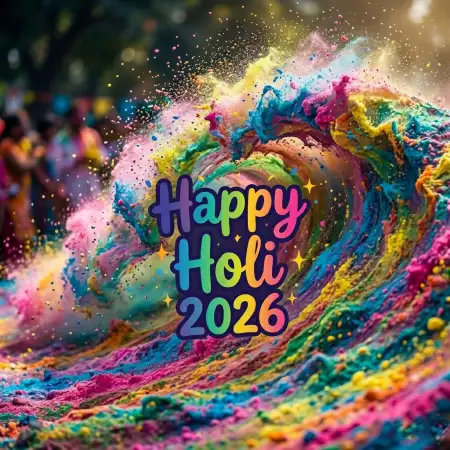 Happy Holi 2026 Photo Realistic Powder Splash - Free Happy Holi 2026 Photo Download