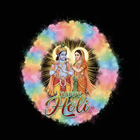 Free Happy Holi Greeting Card Radha Krishna Theme 2 Background Image Download