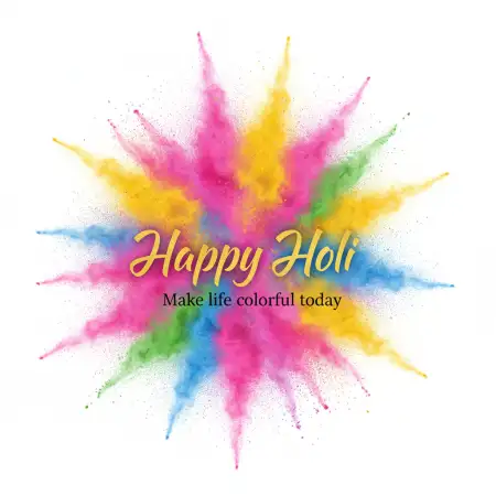Happy Holi Greeting Card Realistic Color Splash - Free Happy Holi Greeting Card Design 2026 Download