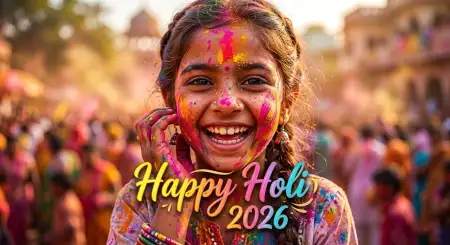 Free Happy Holi Wishes 2026 For School Students Celebration Background Image Download