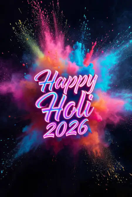 Free Happy Holi Wishes 2026 Modern Minimal Design Caption Background Image Download