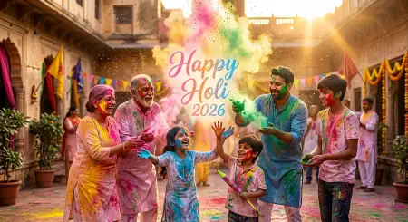 Free Happy Holi Wishes 2026 Social Media Viral Captions Background Image Download