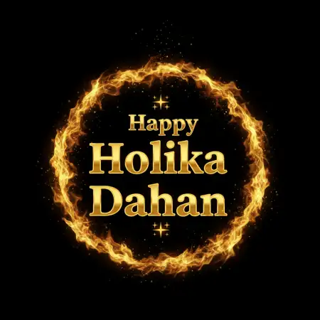 Happy Holika Dahan Gold Text Design - Free Happy Holika Dahan Download