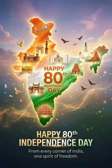 Free Happy Independence Day 2026 India Map Poster Image Download