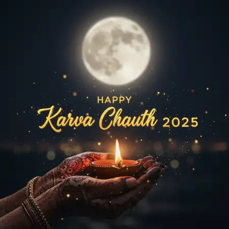 Happy Karva Chauth 2025 Image With Moon Background - Free Background Download