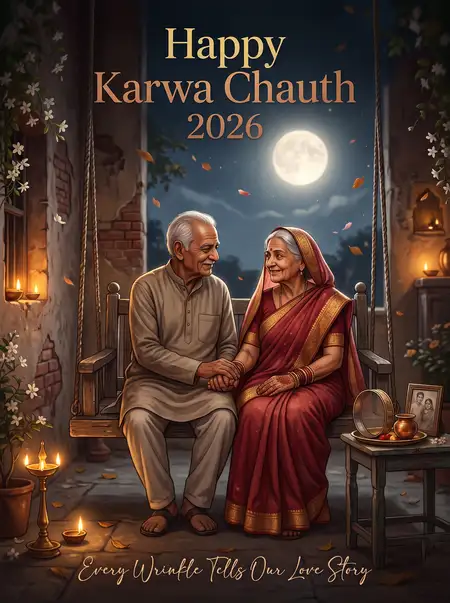 happy karwa chauth 2026 beautiful couple artwork