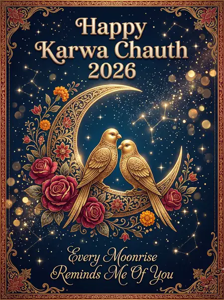 happy karwa chauth 2026 beautiful moon design - Happy Karwa Chauth 2026