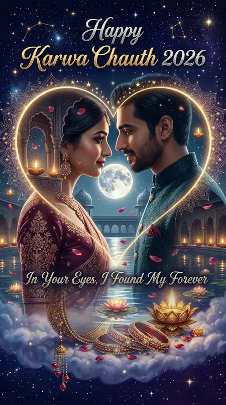 happy karwa chauth 2026 calligraphy lettering - Happy Karwa Chauth 2026