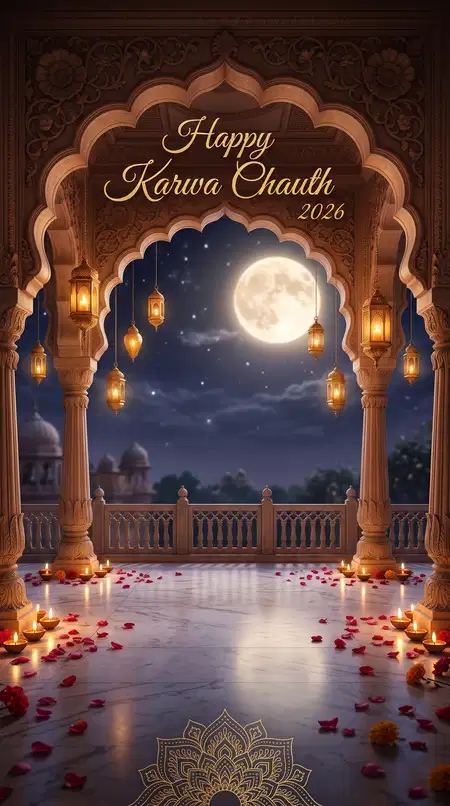 happy karwa chauth 2026 creative poster template