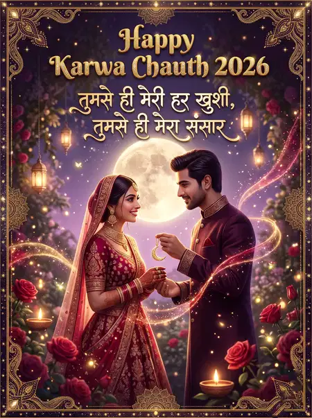 happy karwa chauth 2026 greeting poster - Happy Karwa Chauth 2026