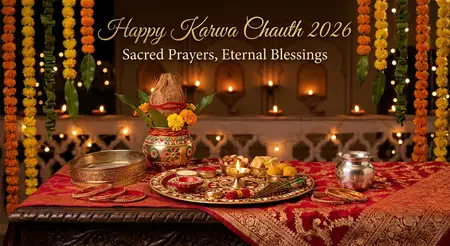 happy karwa chauth 2026 kalash and puja thali