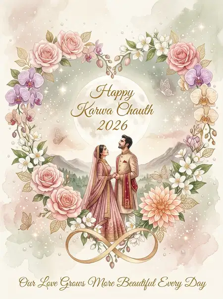 happy karwa chauth 2026 lovely couple design