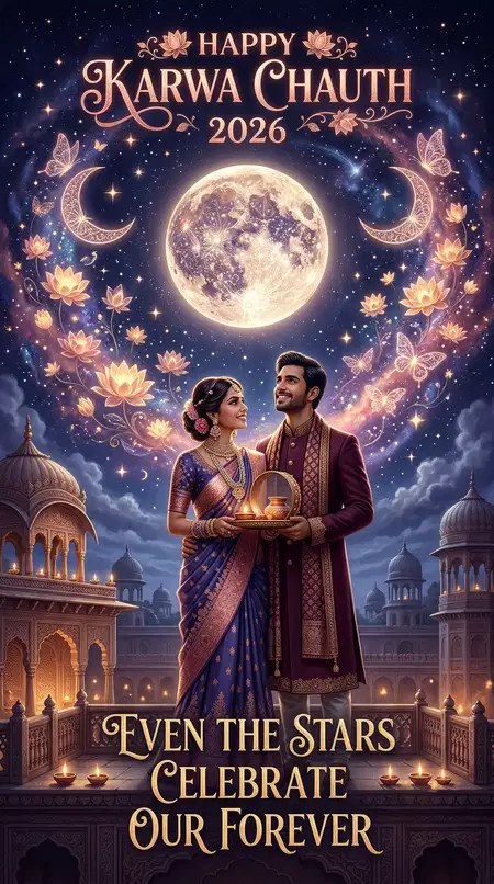happy karwa chauth 2026 night sky design - Happy Karwa Chauth 2026
