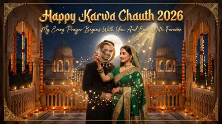 happy karwa chauth 2026 photo frame design - Happy Karwa Chauth 2026