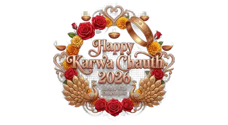 happy karwa chauth 2026 red golden typography png - Happy Karwa Chauth 2026