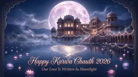 happy karwa chauth 2026 romantic moon background - Happy Karwa Chauth 2026