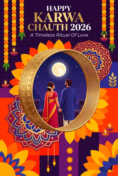 happy karwa chauth 2026 traditional festival artwork - Happy Karwa Chauth 2026