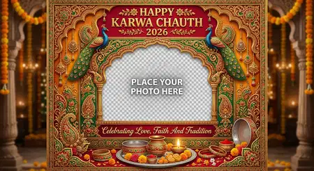 happy karwa chauth 2026 traditional photo frame - Happy Karwa Chauth 2026