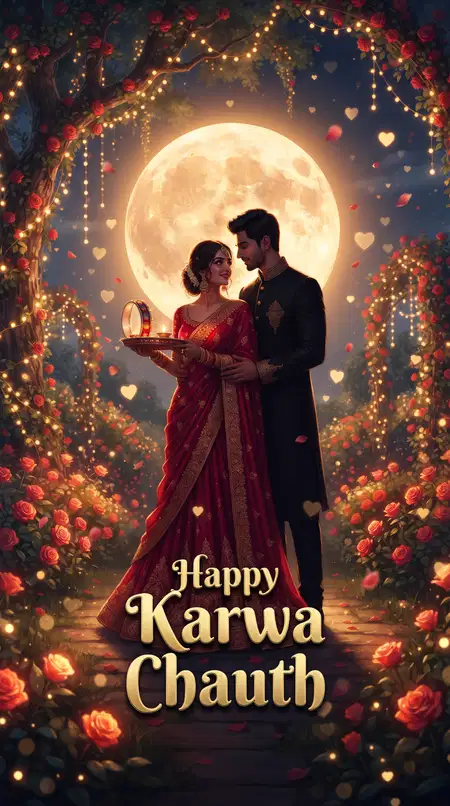 happy karwa chauth beautiful couple love quotes - Happy Karwa Chauth Forever Love Quotes