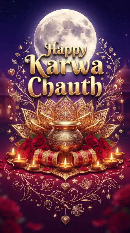 happy karwa chauth elegant floral greeting design