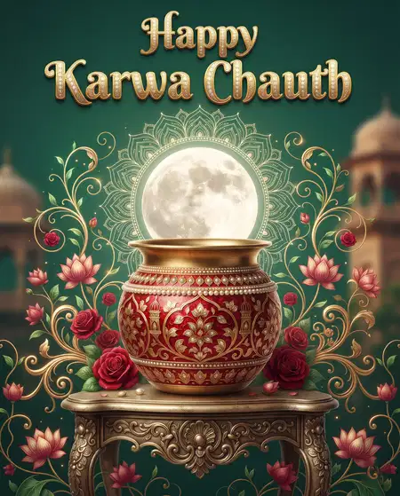 happy karwa chauth premium festive greeting card - Happy Karwa Chauth Wishes For Social Media