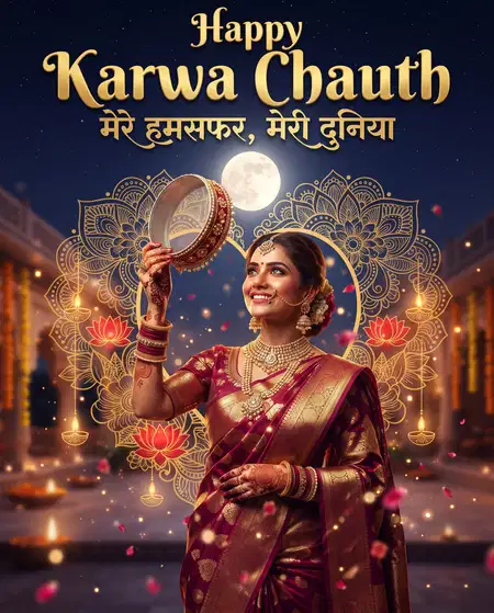 happy karwa chauth wishes in hindi for wife - Happy Karwa Chauth Wishes For Social Media
