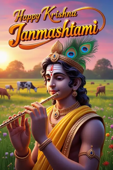 Happy Krishna Janmashtami 2025 Banner Template Free - Free Janmashtami 2025 Download