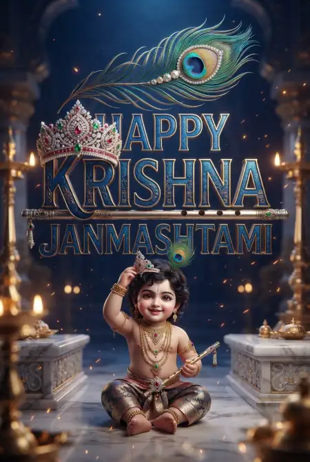 Free Happy Krishna Janmashtami 2026 Baby Krishna Instagram Images Background Image Download