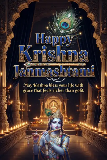 Free Happy Krishna Janmashtami 2026 Bal Krishna Facebook Post Background Image Download