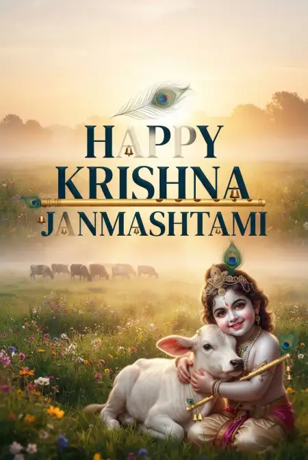 Free Happy Krishna Janmashtami 2026 Banner Design Background Image Download
