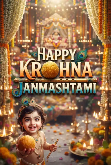 Free Happy Krishna Janmashtami 2026 Creative Social Media Poster Background Image Download