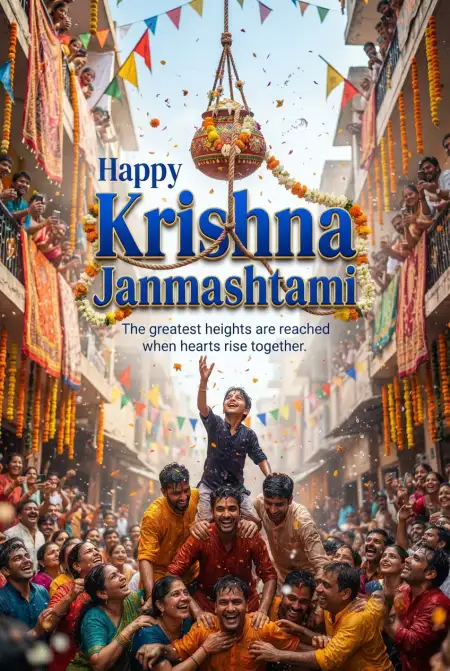 Free Happy Krishna Janmashtami 2026 Dahi Handi Images Background Image Download