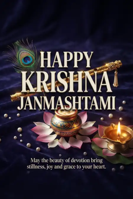 Free Happy Krishna Janmashtami 2026 Devotional Wishes Background Image Download