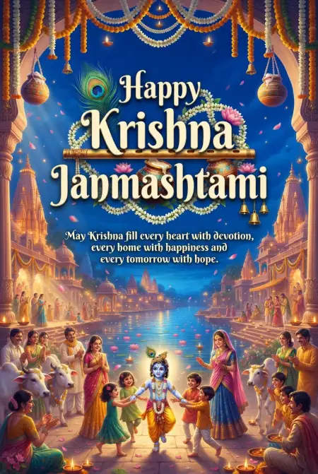 Free Happy Krishna Janmashtami 2026 Facebook Post Background Image Download