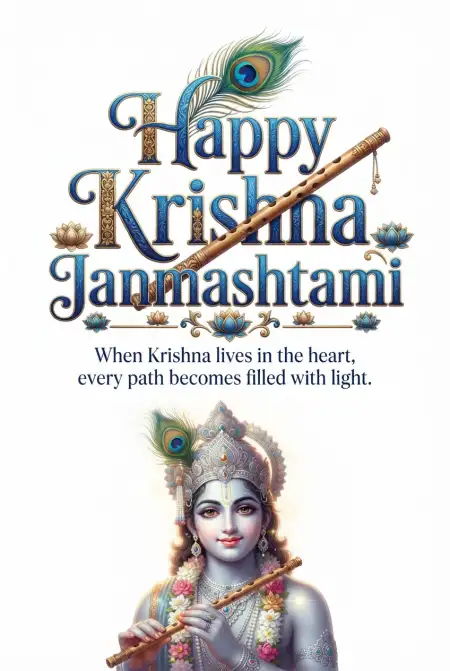 Free Happy Krishna Janmashtami 2026 Krishna Quotes Background Image Download