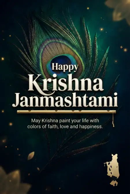Free Happy Krishna Janmashtami 2026 Peacock Feather Images Background Image Download