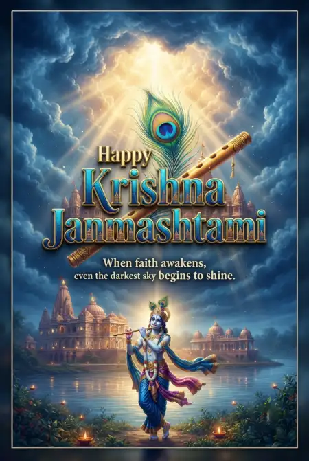 Free Happy Krishna Janmashtami 2026 Poster Design Background Image Download