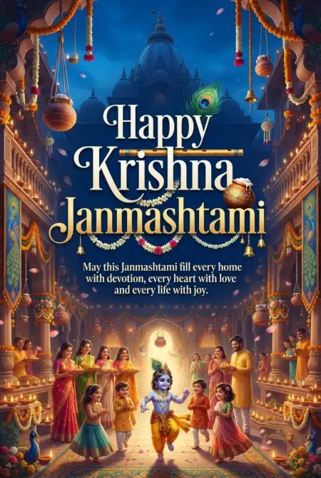 Free Happy Krishna Janmashtami 2026 Social Media Post Background Image Download