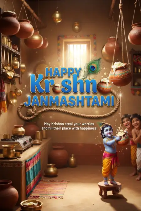 Free Happy Krishna Janmashtami 2026 Wishes For Customers Background Image Download