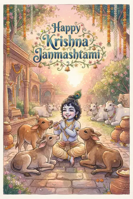 Happy Krishna Janmashtami Greetings For Children - Free Happy Krishna Janmashtami Greetings Download