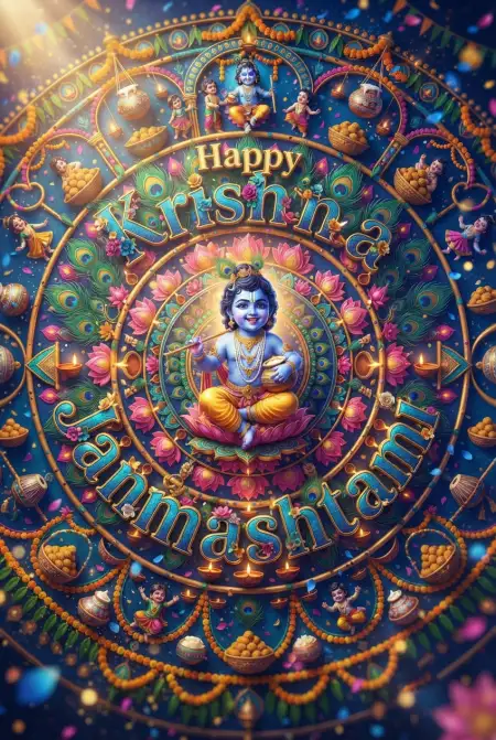 Happy Krishna Janmashtami Greetings For Peace And Happiness - Free Happy Krishna Janmashtami Greetings Download